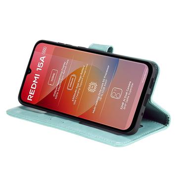 Xiaomi Redmi 15a Mandala Etui med Pung med håndledsrem - mintgrøn