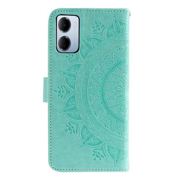 Xiaomi Redmi 15a Mandala Etui med Pung med håndledsrem - mintgrøn