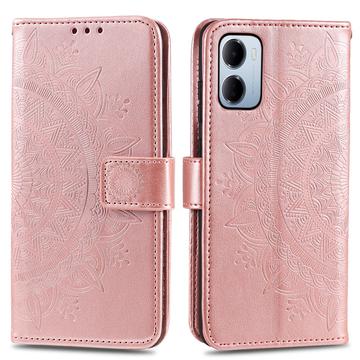 Xiaomi Redmi 15a Mandala Etui med Pung med håndledsrem - lyserød