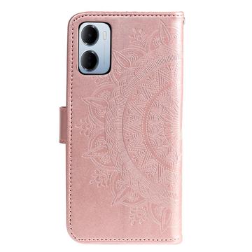 Xiaomi Redmi 15a Mandala Etui med Pung med håndledsrem - lyserød
