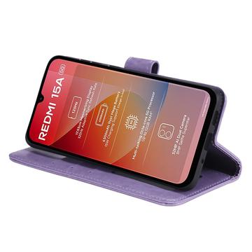 Xiaomi Redmi 15a Mandala Etui med Pung med håndledsrem - Lilla