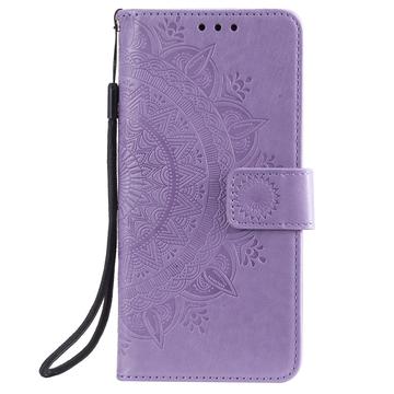 Xiaomi Redmi 15a Mandala Etui med Pung med håndledsrem - Lilla