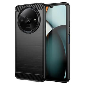 Xiaomi Redmi A3 Børstet TPU Cover - Karbonfiber - Sort