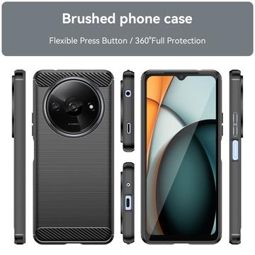 Xiaomi Redmi A3 Børstet TPU Cover - Karbonfiber - Sort