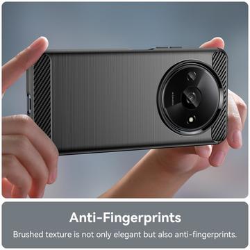 Xiaomi Redmi A3 Børstet TPU Cover - Karbonfiber - Sort