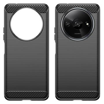 Xiaomi Redmi A3 Børstet TPU Cover - Karbonfiber - Sort