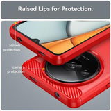 Xiaomi Redmi A3 Børstet TPU Cover - Karbonfiber - Rød