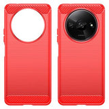 Xiaomi Redmi A3 Børstet TPU Cover - Karbonfiber - Rød