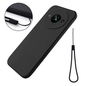 Xiaomi Redmi A3/Poco C61 Liquid Silikone Cover med Strop - Sort