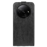 Xiaomi Redmi A3 Vertikal Flip Taske med Kortholder - Sort