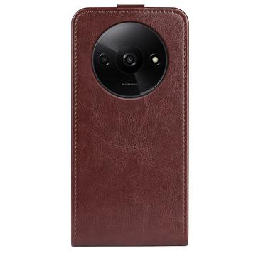 Xiaomi Redmi A3 Vertikal Flip Taske med Kortholder - Brun