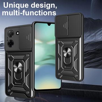 Xiaomi Redmi A5 4G/Poco C71 Roterende Ring Hybrid Cover med Kameraskjold - Sort