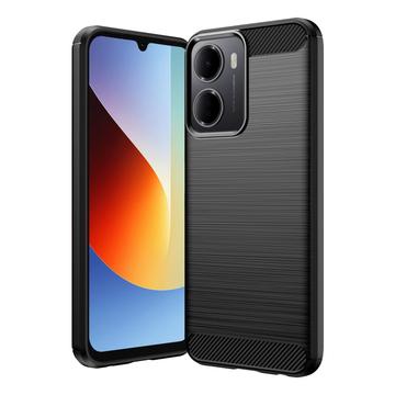 Xiaomi Redmi A7 Pro Børstet TPU Cover - Karbonfiber - Sort