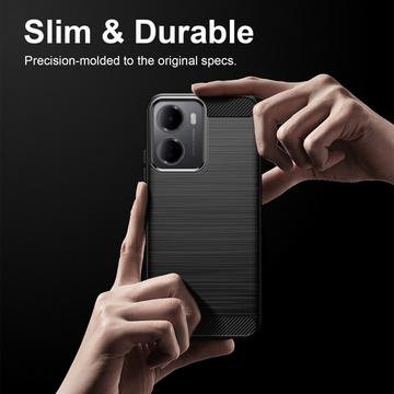 Xiaomi Redmi A7 Pro Børstet TPU Cover - Karbonfiber - Sort
