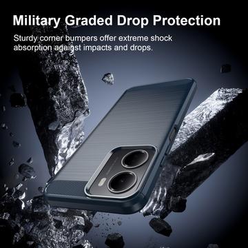 Xiaomi Redmi A7 Pro Børstet TPU Cover - Karbonfiber - blå