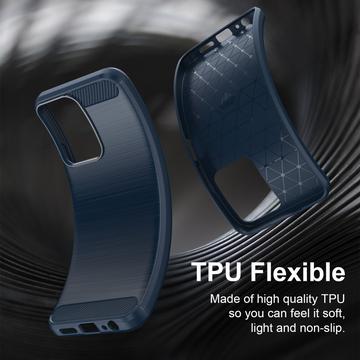 Xiaomi Redmi A7 Pro Børstet TPU Cover - Karbonfiber - blå