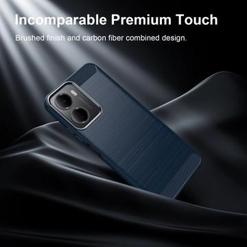 Xiaomi Redmi A7 Pro Børstet TPU Cover - Karbonfiber - blå