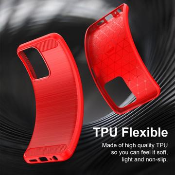 Xiaomi Redmi A7 Pro Børstet TPU Cover - Karbonfiber - rød