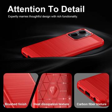 Xiaomi Redmi A7 Pro Børstet TPU Cover - Karbonfiber - rød