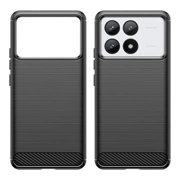 Xiaomi Redmi K70/K70 Pro/Poco F6 Pro Børstet TPU Cover - Karbonfiber - Sort