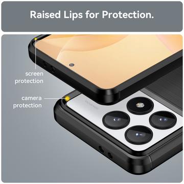 Xiaomi Redmi K70/K70 Pro/Poco F6 Pro Børstet TPU Cover - Karbonfiber - Sort