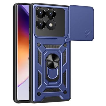 Xiaomi Redmi K70/K70 Pro/Poco F6 Pro Roterende Ring Hybrid Cover med Kameraskjold - Blå