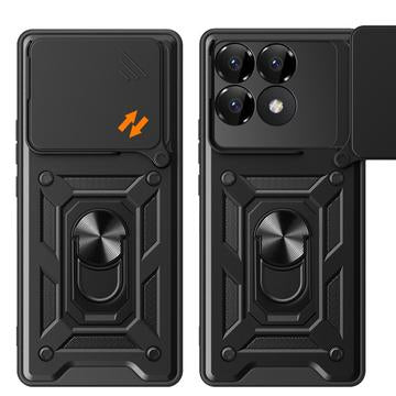 Xiaomi Redmi K70/K70 Pro/Poco F6 Pro Roterende Ring Hybrid Cover med Kameraskjold - Blå