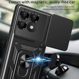 Xiaomi Redmi K70/K70 Pro/Poco F6 Pro Roterende Ring Hybrid Cover med Kameraskjold - Blå