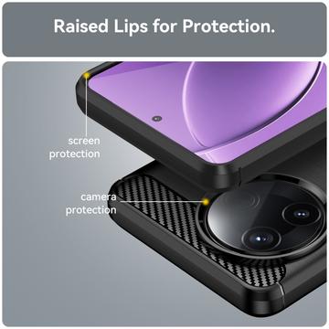 Xiaomi Redmi K80/Poco F7 Pro Børstet TPU Cover - Karbonfiber - Sort