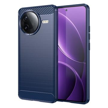 Xiaomi Redmi K80/Poco F7 Pro Børstet TPU Cover - Karbonfiber - Blå