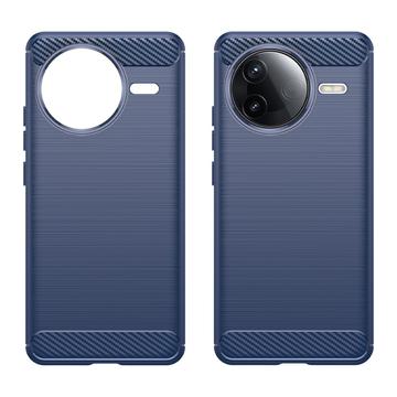 Xiaomi Redmi K80/Poco F7 Pro Børstet TPU Cover - Karbonfiber - Blå