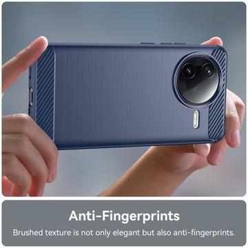 Xiaomi Redmi K80/Poco F7 Pro Børstet TPU Cover - Karbonfiber - Blå