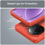 Xiaomi Redmi K80/Poco F7 Pro Børstet TPU Cover - Karbonfiber - Rød