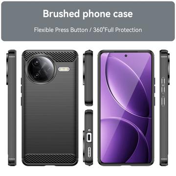 Xiaomi Redmi K80 Pro/Poco F7 Ultra Børstet TPU Cover - Karbonfiber - Sort