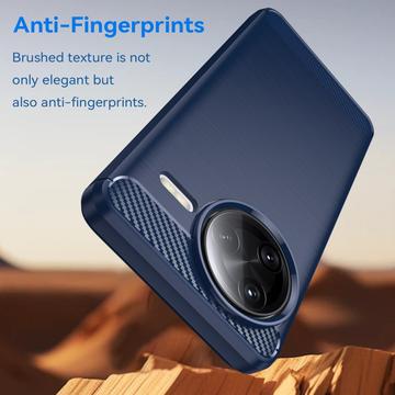 Xiaomi Redmi K80 Pro/Poco F7 Ultra Børstet TPU Cover - Karbonfiber - Blå