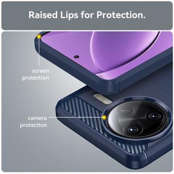 Xiaomi Redmi K80 Pro/Poco F7 Ultra Børstet TPU Cover - Karbonfiber - Blå