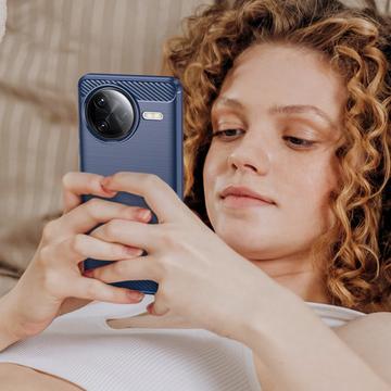Xiaomi Redmi K80 Pro/Poco F7 Ultra Børstet TPU Cover - Karbonfiber - Blå