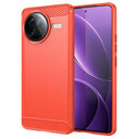Xiaomi Redmi K80 Pro/Poco F7 Ultra Børstet TPU Cover - Karbonfiber - Rød