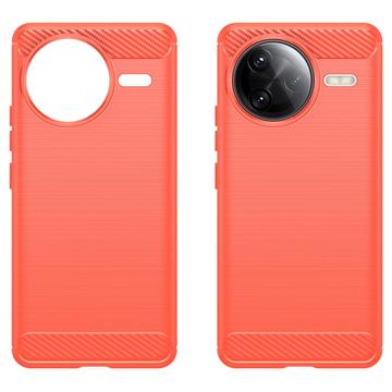 Xiaomi Redmi K80 Pro/Poco F7 Ultra Børstet TPU Cover - Karbonfiber - Rød