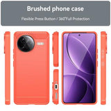 Xiaomi Redmi K80 Pro/Poco F7 Ultra Børstet TPU Cover - Karbonfiber - Rød