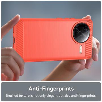 Xiaomi Redmi K80 Pro/Poco F7 Ultra Børstet TPU Cover - Karbonfiber - Rød