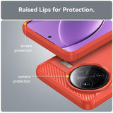 Xiaomi Redmi K80 Pro/Poco F7 Ultra Børstet TPU Cover - Karbonfiber - Rød