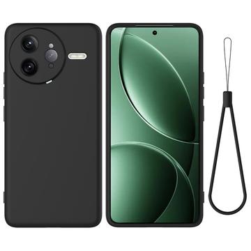 Xiaomi Redmi K80 Pro/Poco F7 Ultra Flydende silikone cover med håndrem - sort