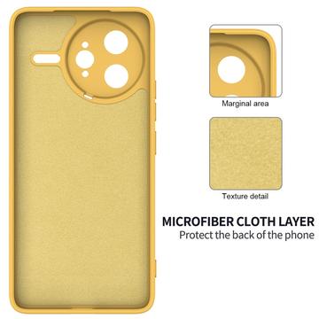 Xiaomi Redmi K80 Pro/Poco F7 Ultra Flydende silikone cover med håndrem - gul