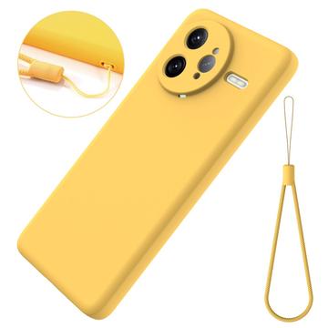 Xiaomi Redmi K80 Pro/Poco F7 Ultra Flydende silikone cover med håndrem - gul
