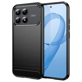 Xiaomi Redmi K90/Poco F8 Pro Børstet TPU Cover - Karbonfiber - Sort