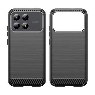 Xiaomi Redmi K90/Poco F8 Pro Børstet TPU Cover - Karbonfiber - Sort