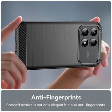 Xiaomi Redmi K90/Poco F8 Pro Børstet TPU Cover - Karbonfiber - Sort
