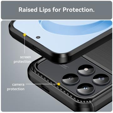 Xiaomi Redmi K90/Poco F8 Pro Børstet TPU Cover - Karbonfiber - Sort