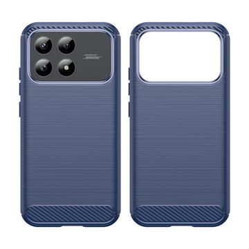 Xiaomi Redmi K90/Poco F8 Pro Børstet TPU Cover - Karbonfiber - blå